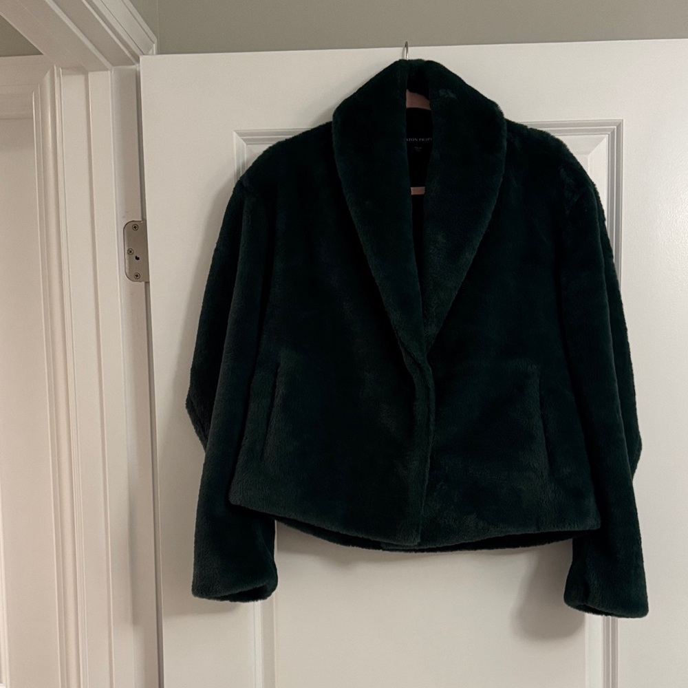 Boston Proper Dark Green Teddy Jacket